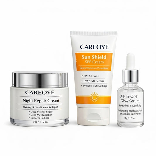 Skincare Essentials Bundle – Night Repair, Glow Serum & Sun Shield SPF