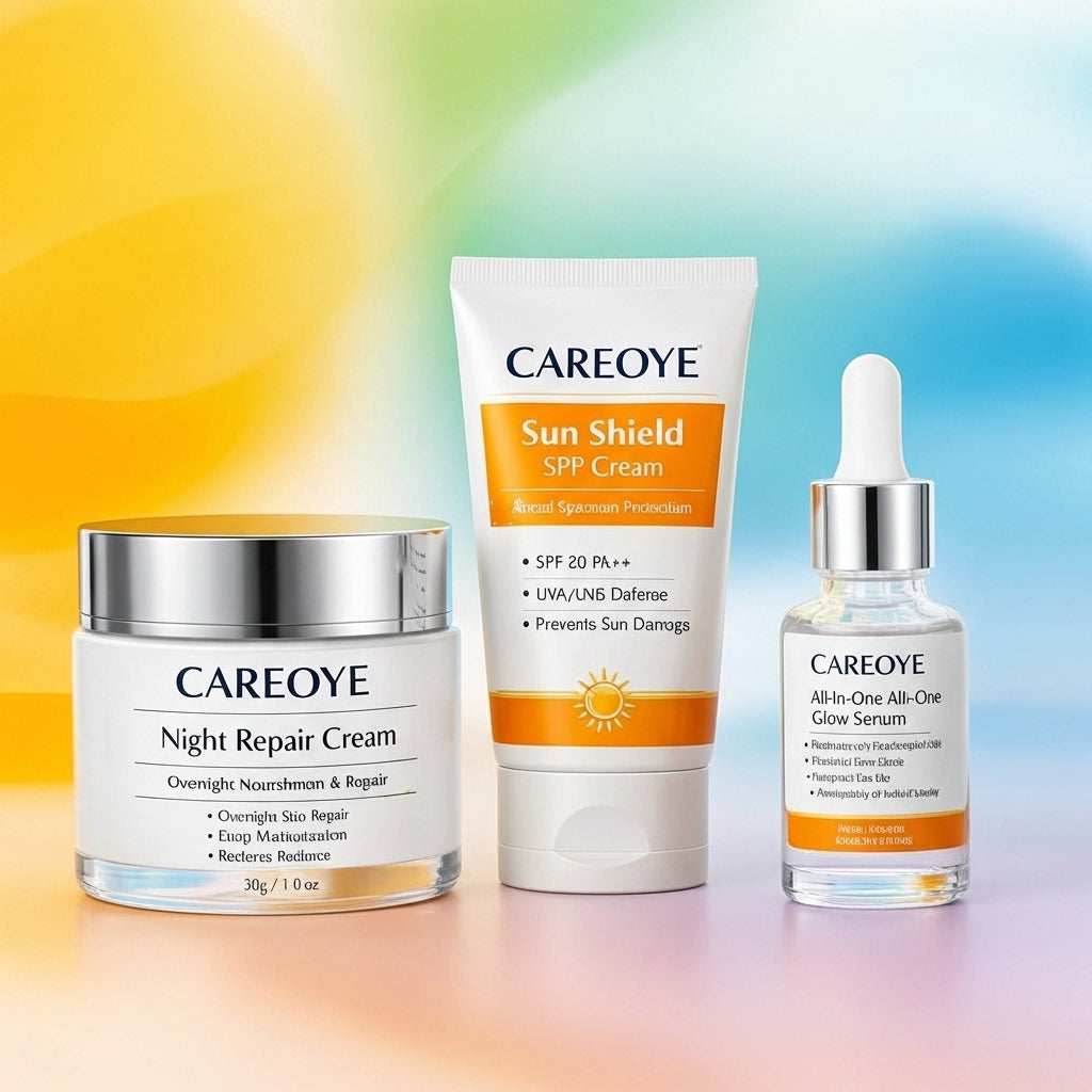Skincare Essentials Bundle – Night Repair, Glow Serum & Sun Shield SPF