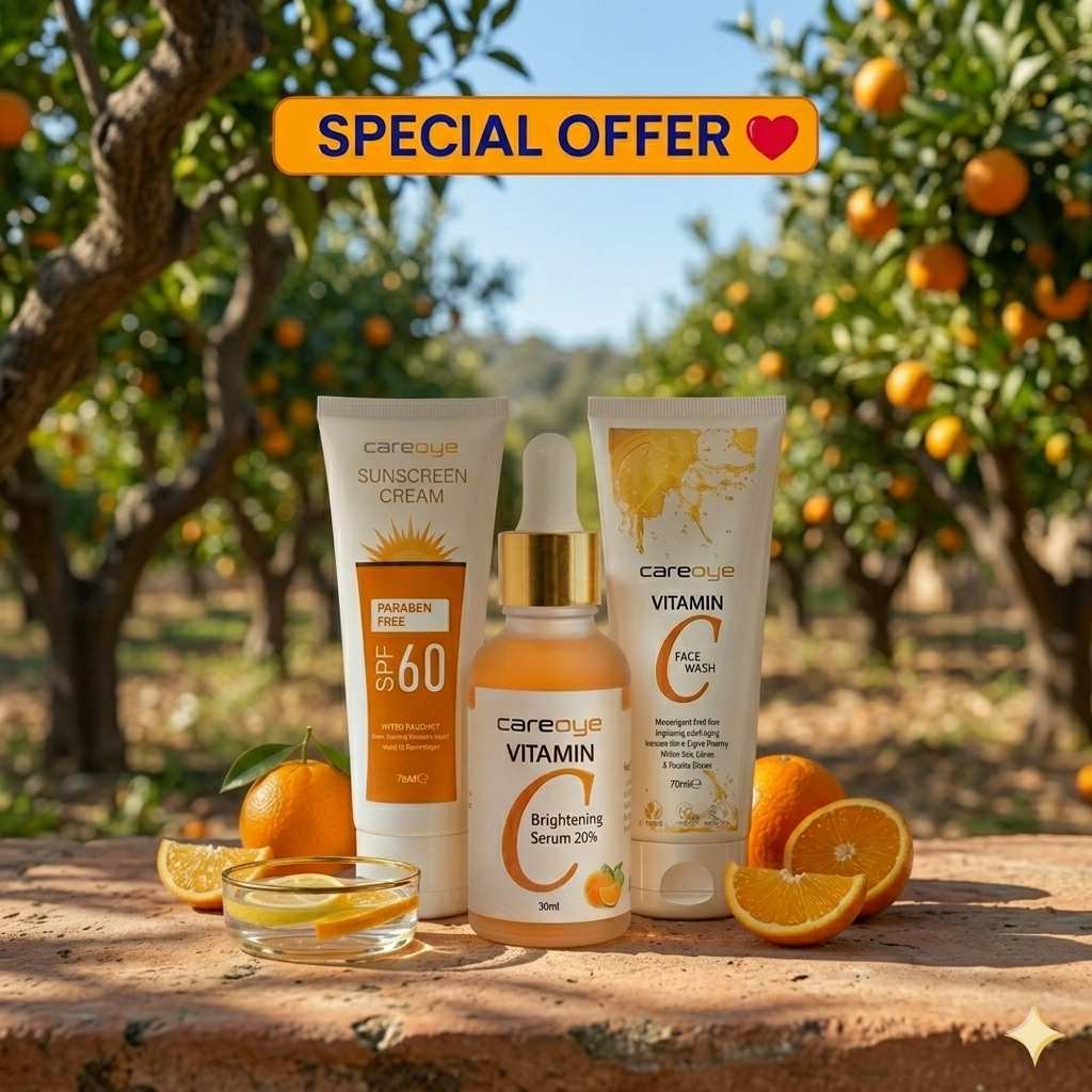 Glow Essentials Trio: Vitamin C Face Wash, 20% Serum, and Sunscreen SPF 60