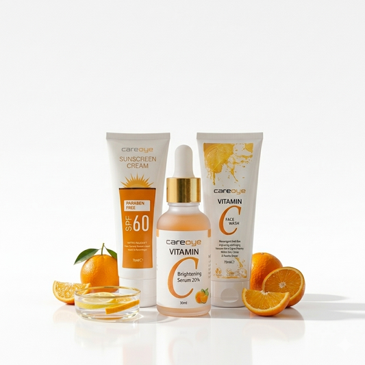 Glow Essentials Trio: Vitamin C Face Wash, 20% Serum, and Sunscreen SPF 60