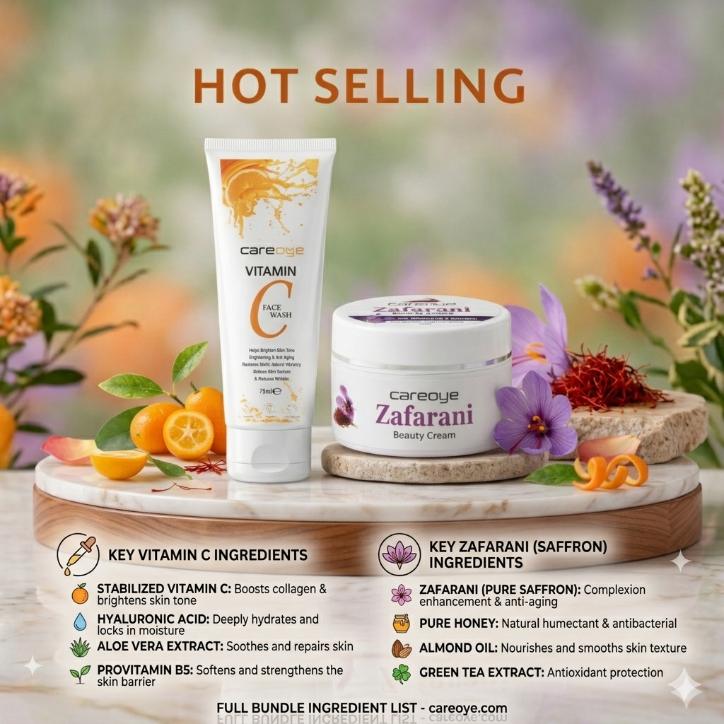 Brightening Skincare Duo – Vitamin C Face Wash + Zafarani Beauty Cream